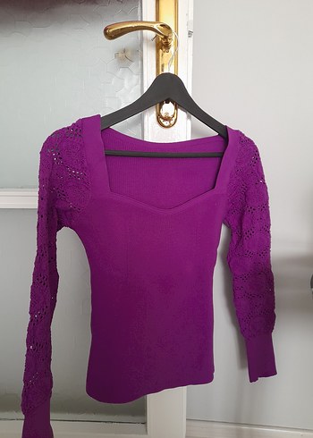 Mor Triko Kadın Kazak Uzun Kollu - Görsel 2