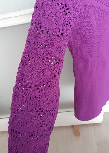 Mor Triko Kadın Kazak Uzun Kollu - Görsel 3