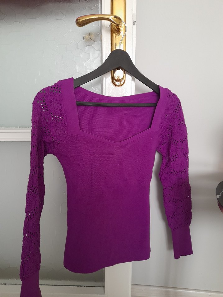Mor Triko Kadın Kazak Uzun Kollu - Görsel 2