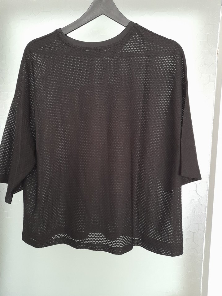 Renkli Baskılı Siyah Hamile Spor Tişörtü - Görsel 3