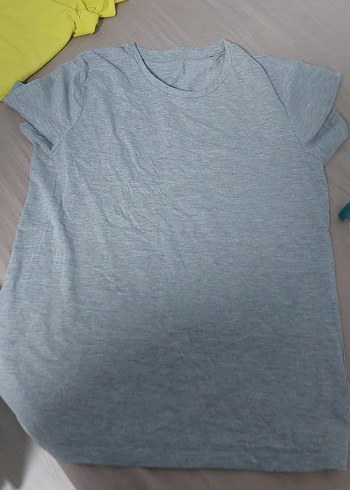 Gri Keten Kadın Tişört - Görsel 5