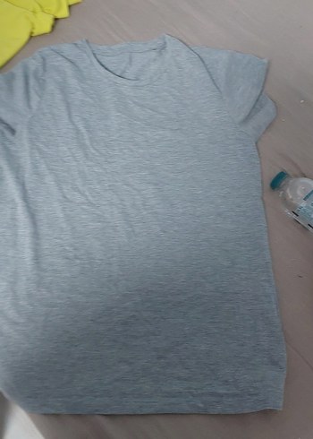 Gri Keten Kadın Tişört - Görsel 2