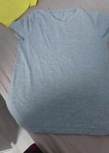 Gri Keten Kadın Tişört - Görsel 4