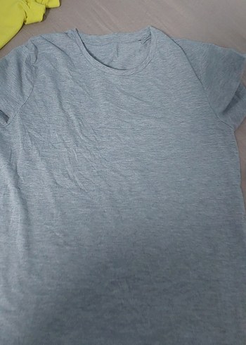 Gri Keten Kadın Tişört - Görsel 6