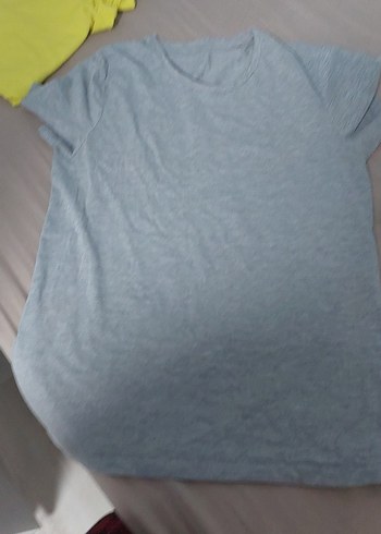 Gri Keten Kadın Tişört - Görsel 3