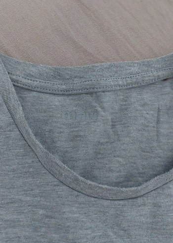 Gri Keten Kadın Tişört - Görsel 7