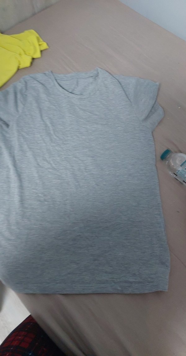 Gri Keten Kadın Tişört - Görsel 2