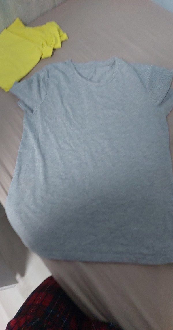 Gri Keten Kadın Tişört - Görsel 3