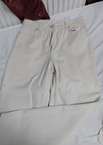 Bej Kadın Midi Boy Pamuklu Jean - Görsel 4