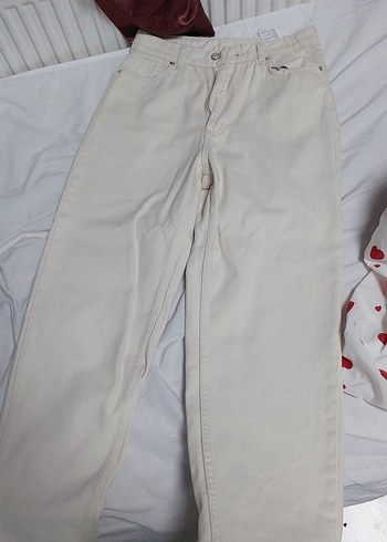 Bej Kadın Midi Boy Pamuklu Jean - Görsel 6