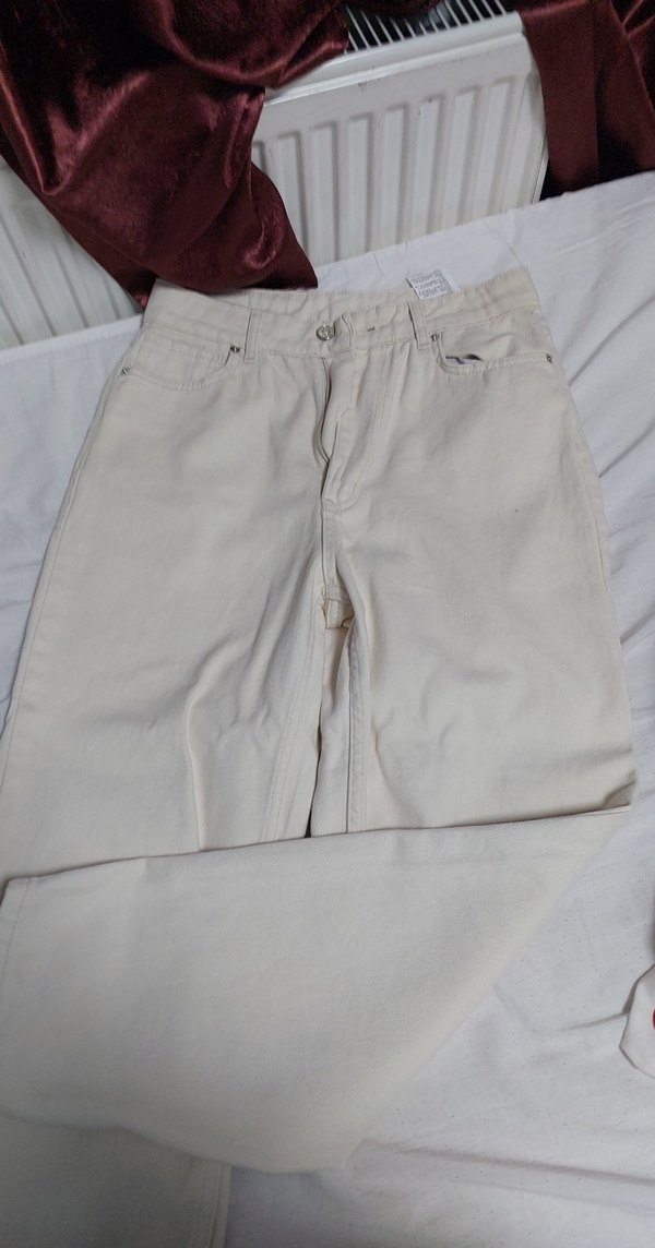 Bej Kadın Midi Boy Pamuklu Jean - Görsel 4