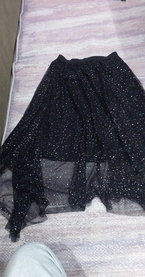 Siyah Parlak asimetrik Kız Eteği - Görsel 4