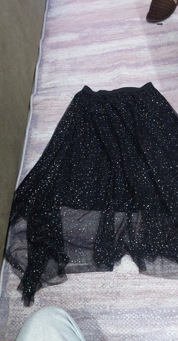 Siyah Parlak asimetrik Kız Eteği - Görsel 3