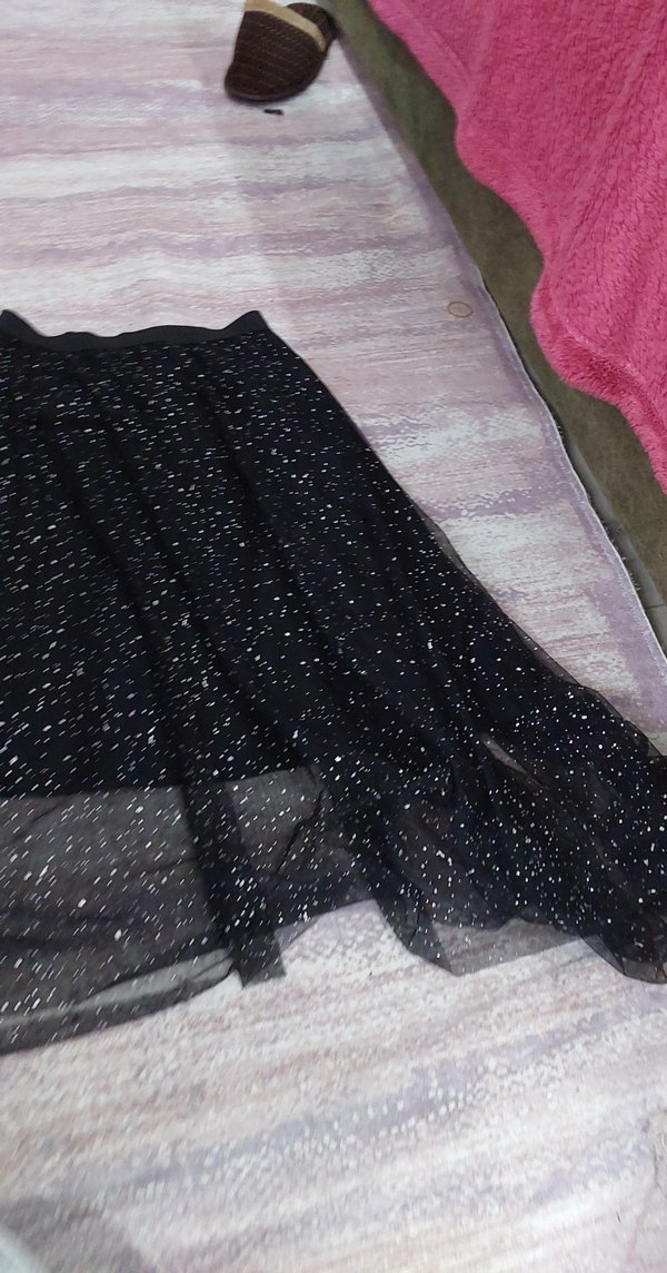 Siyah Parlak asimetrik Kız Eteği - Görsel 2