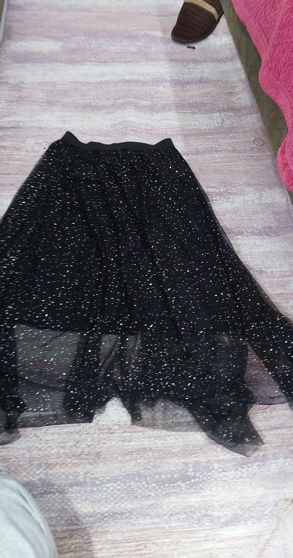 Siyah Parlak asimetrik Kız Eteği - Görsel 5