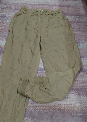 Bej Kadın Keten Rahat Kesim Pantolon - Görsel 5