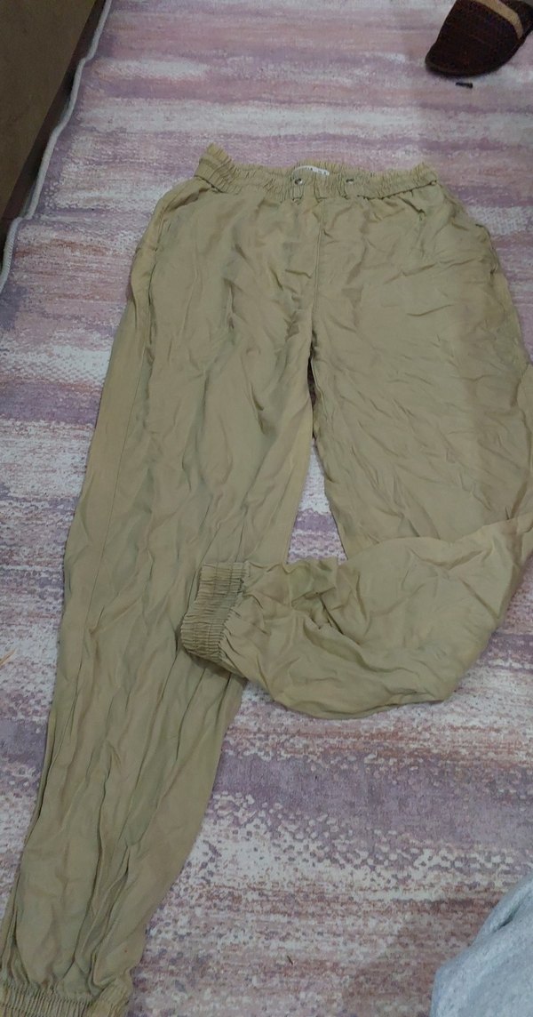 Bej Kadın Keten Rahat Kesim Pantolon - Görsel 4