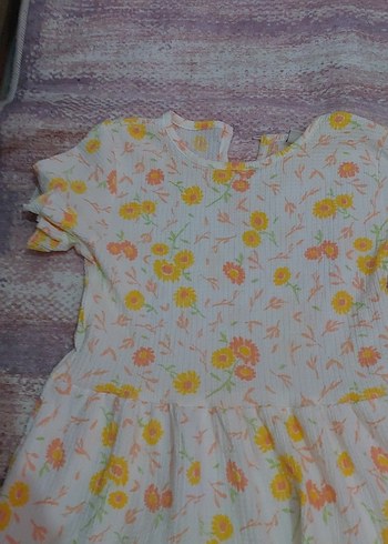 Kız Çocuk Beyaz Çiçekli Fırfırlı Elbise - Görsel 6