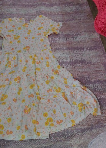 Kız Çocuk Beyaz Çiçekli Fırfırlı Elbise - Görsel 2