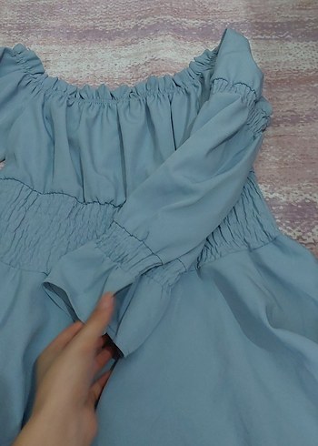 Mavi Bohem Uzun Kollu Midi Elbise - Görsel 7