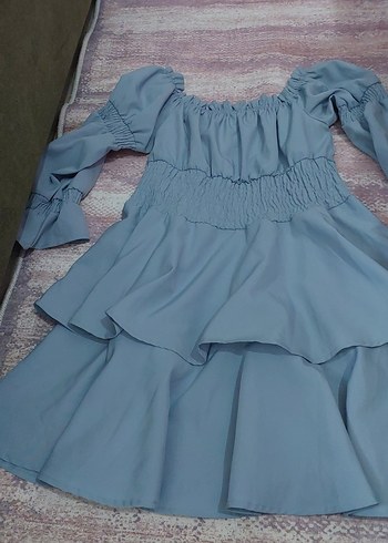 Mavi Bohem Uzun Kollu Midi Elbise - Görsel 2