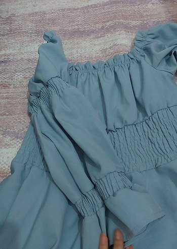 Mavi Bohem Uzun Kollu Midi Elbise - Görsel 5