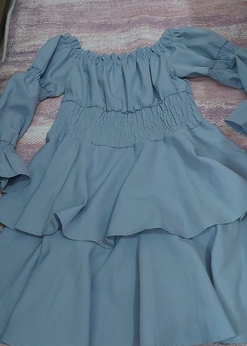 Mavi Bohem Uzun Kollu Midi Elbise - Görsel 8