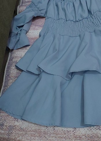 Mavi Bohem Uzun Kollu Midi Elbise - Görsel 4