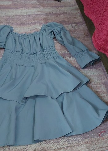 Mavi Bohem Uzun Kollu Midi Elbise - Görsel 3