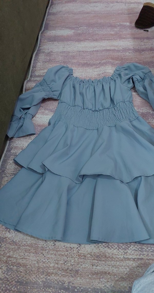 Mavi Bohem Uzun Kollu Midi Elbise - Görsel 2