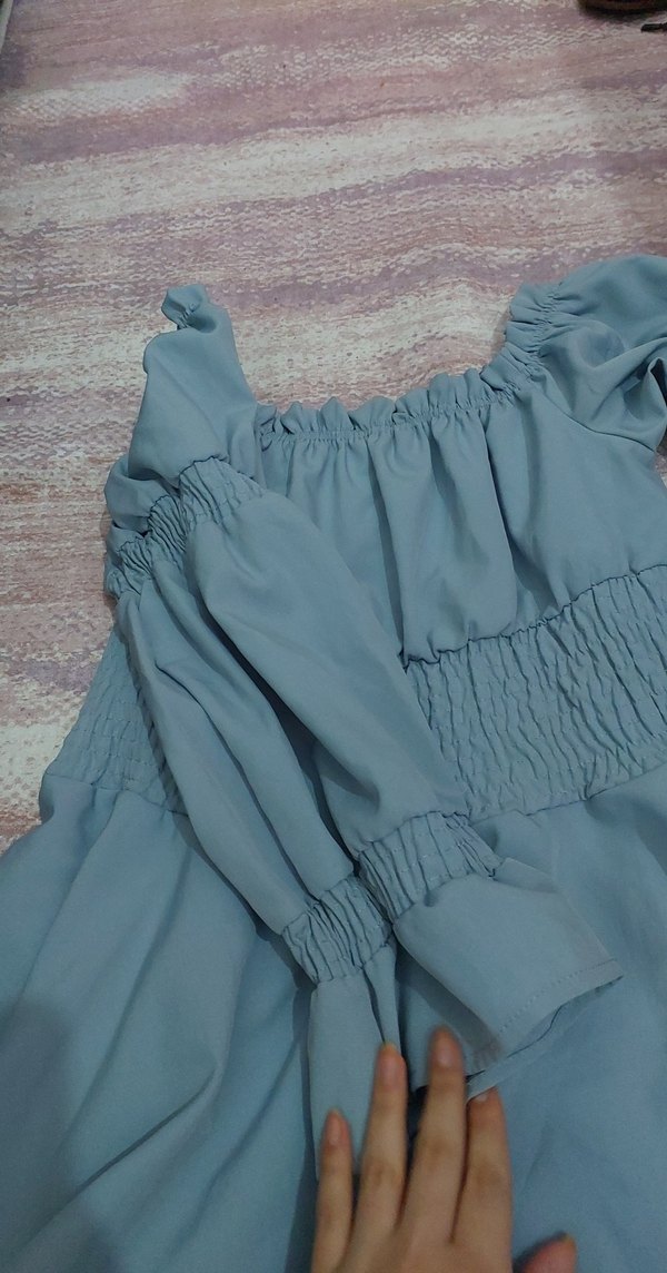 Mavi Bohem Uzun Kollu Midi Elbise - Görsel 5