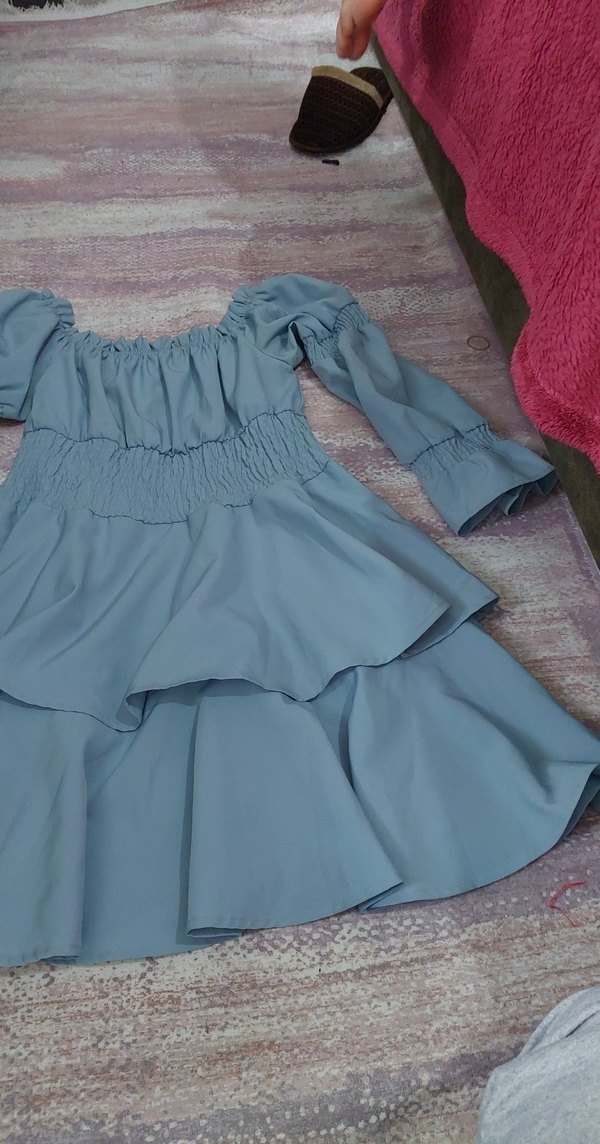 Mavi Bohem Uzun Kollu Midi Elbise - Görsel 3