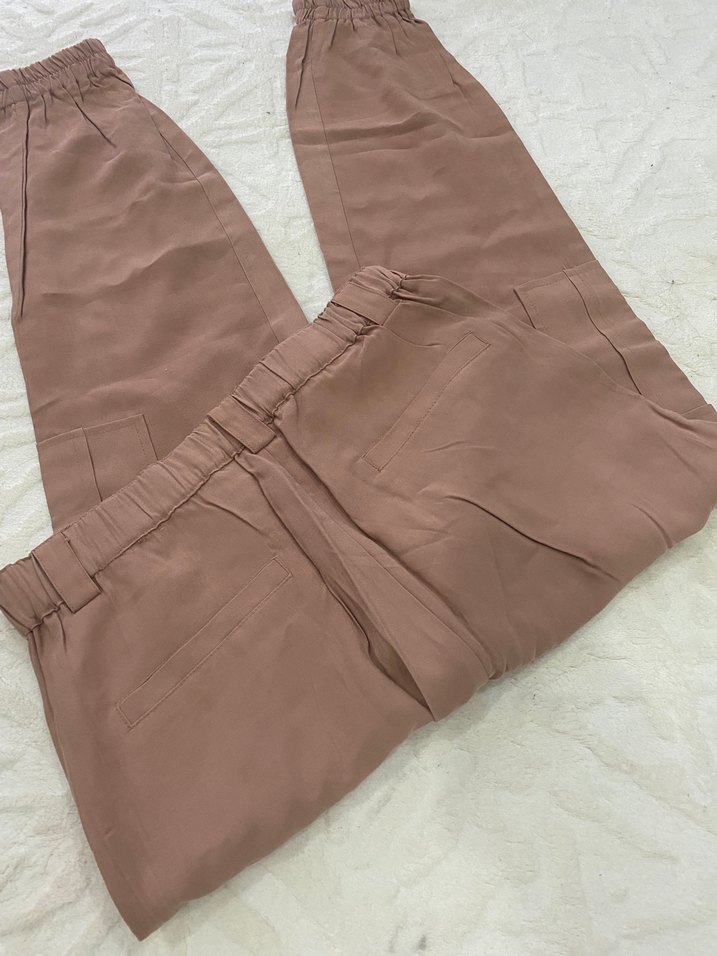 Koyu pudra renk kargo tip Kadın Pantolon - Görsel 2