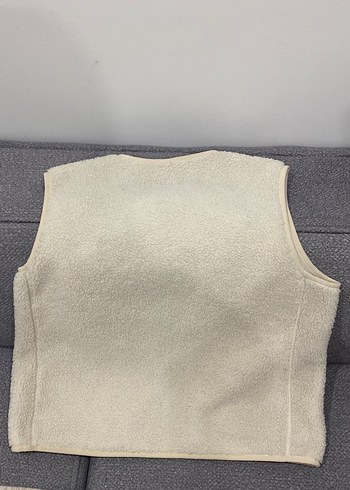 Kadın Beyaz Fermuarlı Kolsuz Yelek - Görsel 3