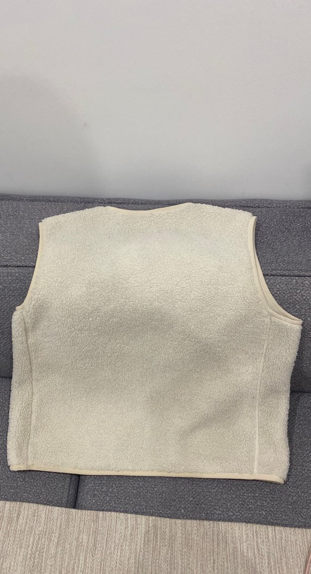 Kadın Beyaz Fermuarlı Kolsuz Yelek - Görsel 3