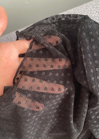 Siyah Drapeli Uzun Kollu Kadın Bluz - Görsel 3