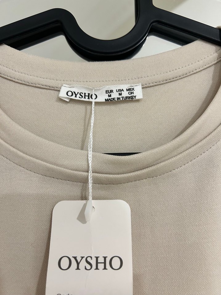 Oysho Bej Kısa Kollu Uzun Elbise - Görsel 2