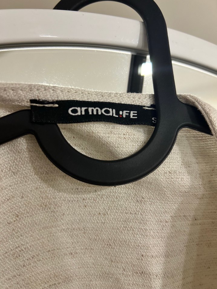 Bej V Yaka Kadın Denim bağcıklı Gömlek yelek - Görsel 3