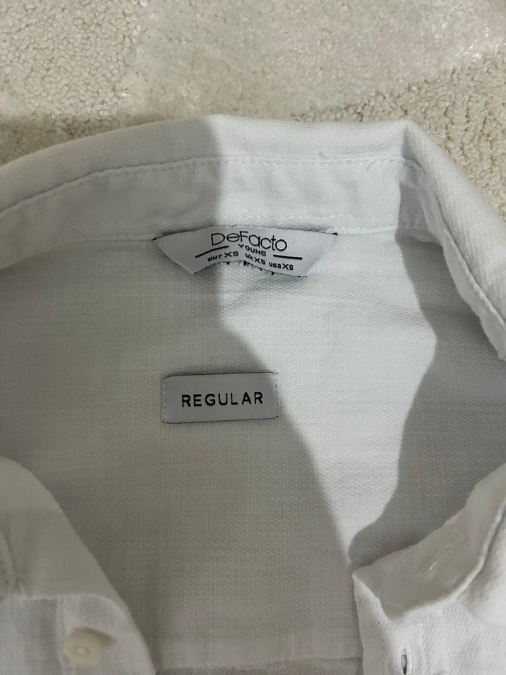 Erkek Beyaz Keten Gömlek, Düğmeli, Uzun Kollu - Görsel 3