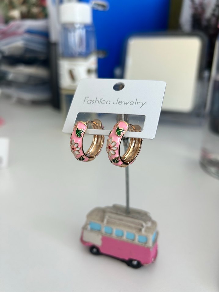 Pembe Boncuklu Mini Bohem Küpe - Görsel 3