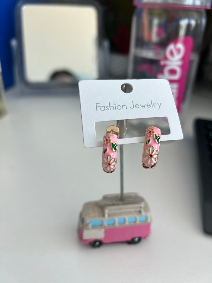 Pembe Boncuklu Mini Bohem Küpe - Görsel 2