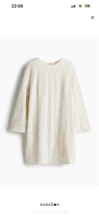 H&M beyaz pullu elbise