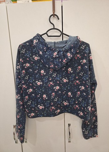 Çiçek Desenli Kapüşonlu Kadın Sweatshirt - Görsel 3