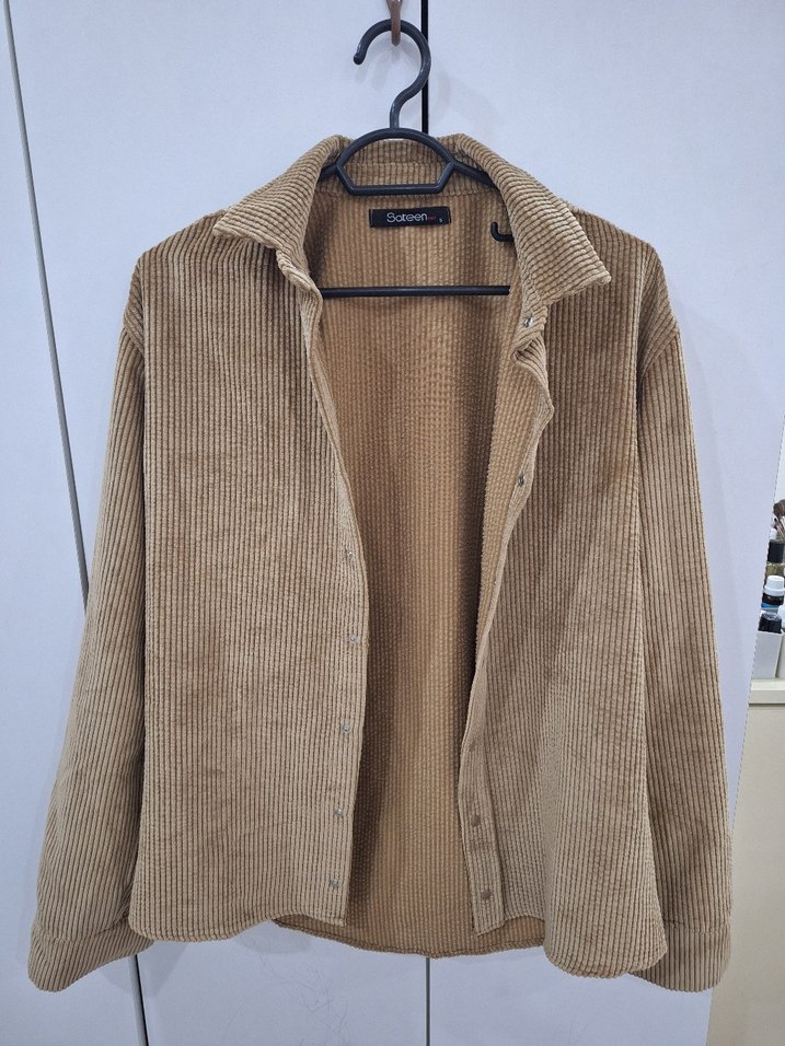 Düğmeli Bej Kadın Gömlek - Görsel 2