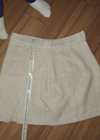 Bej Kadın Keten Mini Etek - Görsel 4