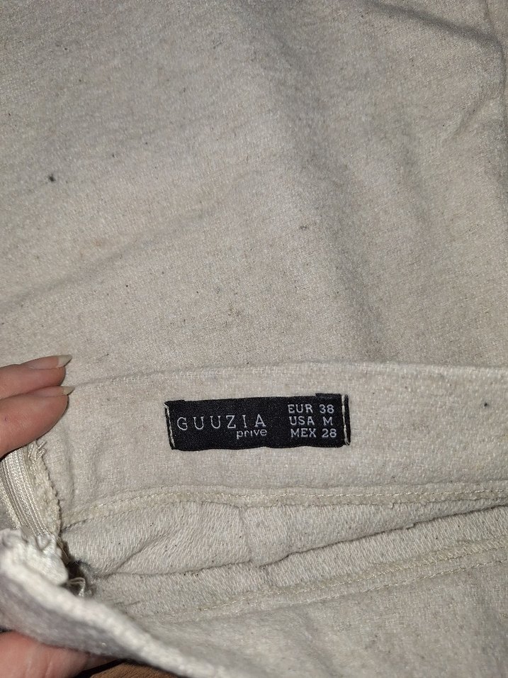 Bej Kadın Keten Mini Etek - Görsel 3