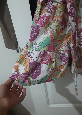 Diğer Düğmeli Bohem Desenli Mini elbise