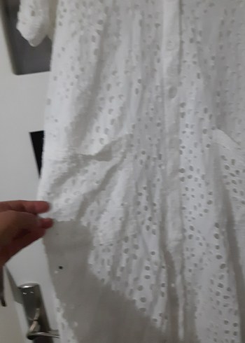 Diğer Dantel Detaylı Beyaz Mini Elbise
