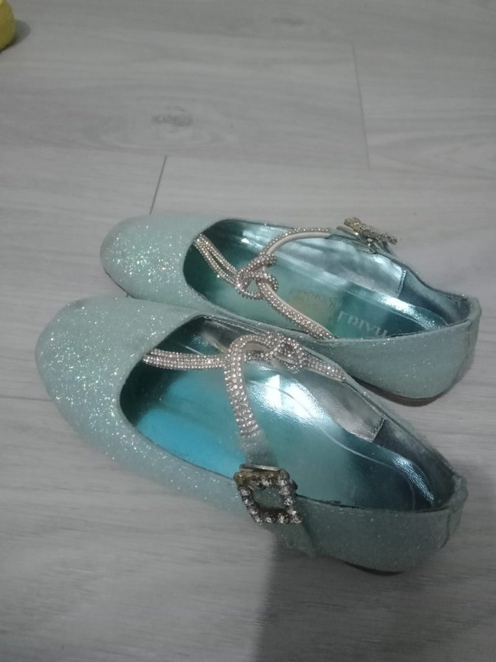 Kız Çocuk Turkuaz Tokalı Babet Ayakkabı - Görsel 2