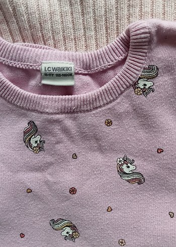 pembe Nakışlı Örgü Kız Kazak üçlü - Görsel 8